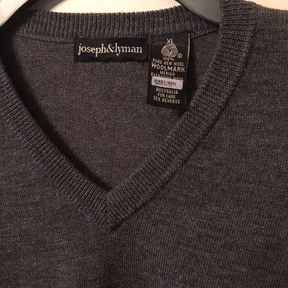 Like new, Dark Grey 💯% Wool v neck sweater - Picture 3 of 7